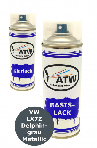Autolack für VW LX7Z Delphingrau Metallic+400ml Klarlack Set